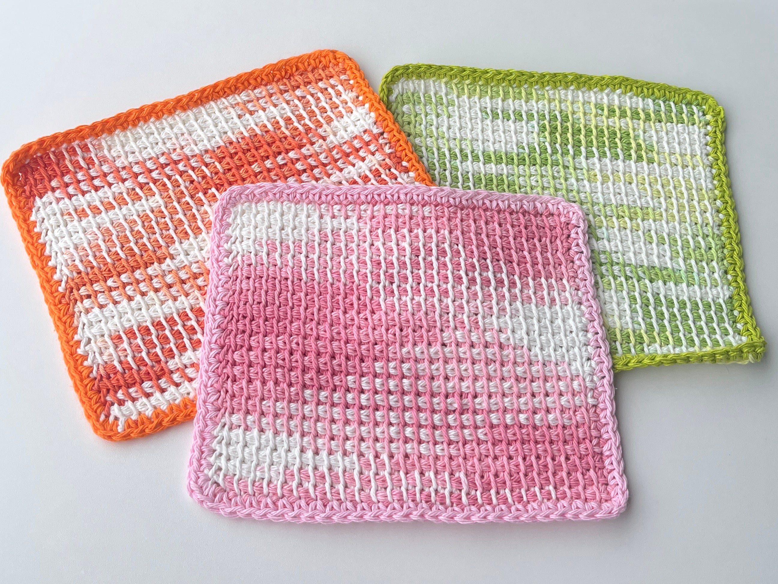 tunisian crochet cloths - set of 3 * citrus zest