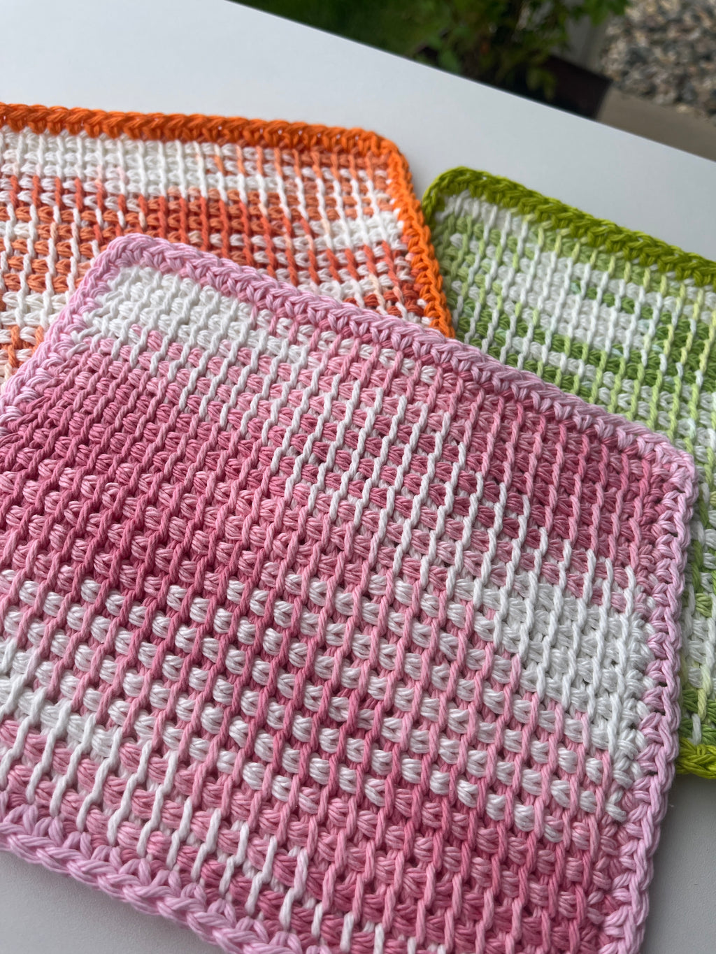 tunisian crochet cloths - set of 3 * citrus zest