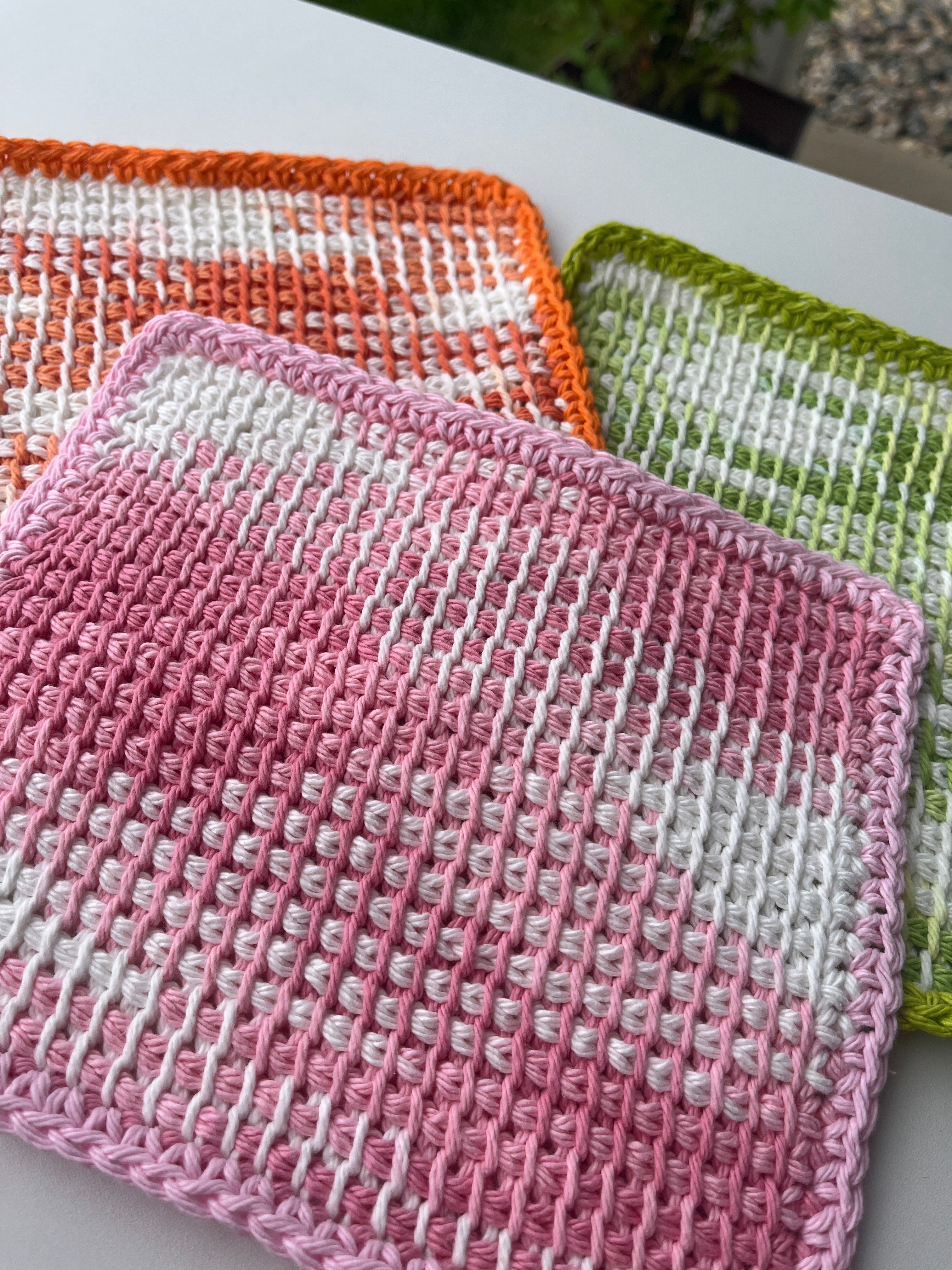 tunisian crochet cloths - set of 3 * citrus zest
